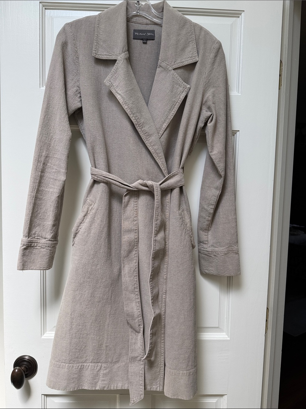 Michael Stars Lightweight Taupe Wrap Robe with Belt